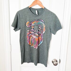 Multicolored Christmas Santa T-Shirt Size Small